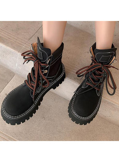 Retro Lace-Up Fastening Non-Slip Combat Boots For Women