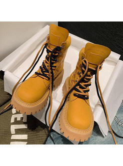 Retro Lace-Up Fastening Non-Slip Combat Boots For Women