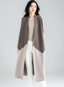 Oversize Contrasting Knitted Cardigan Outwear For Women