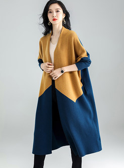 Oversize Contrasting Knitted Cardigan Outwear For Women