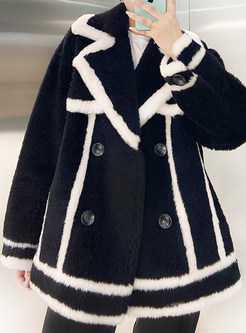 Fashion Contrasting Large Lapels Teddy Coats For Women
