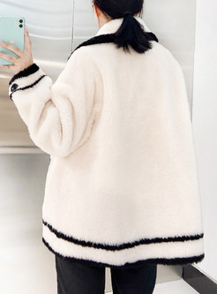 Fashion Contrasting Large Lapels Teddy Coats For Women
