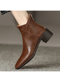Classic Block Heel Zip Ankle Boots For Women