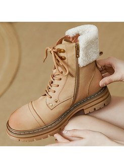 Women's Vintage Fur-Trimmed Thickened Riding Boots