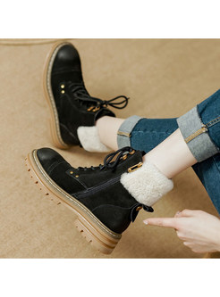 Women's Vintage Fur-Trimmed Thickened Riding Boots