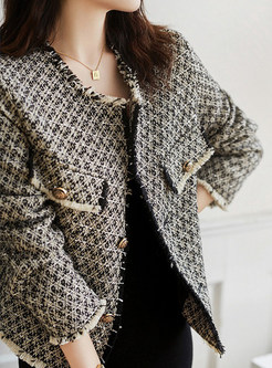 Fashion Fringes-Trimmed Tweed Women's Coats
