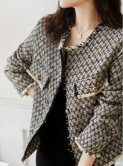 Fashion Fringes-Trimmed Tweed Women's Coats