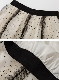 Chicwish Distored Selvedge Polka Dot Maxi Skirts
