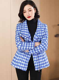 Large Lapels Houndstooth Mid-Gauge Womens Winter Coats