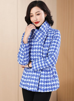 Large Lapels Houndstooth Mid-Gauge Womens Winter Coats