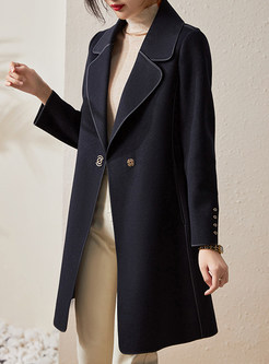 Classic Large Lapels Solid Color Womens Winter Coats