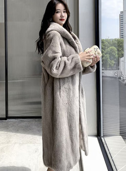 Hooded Luxe Solid Color Faux Fur Coats For Women