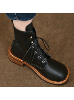 Classic Soft Lace Up Round Toe Womens Boots