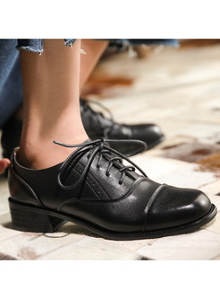 Lace Up Pointed Toe Loafer Flat For Women