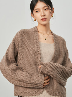 Women's Elegant Boxy Cropped Open Front Knitted