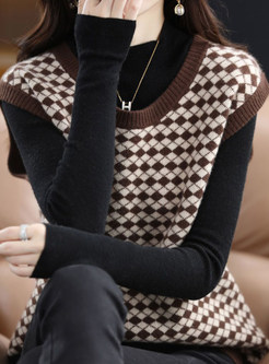 Women's Vintage Crewneck Plaid Sweater Vest