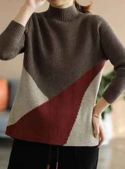 Retro Thermal Contrasting Sweaters For Women