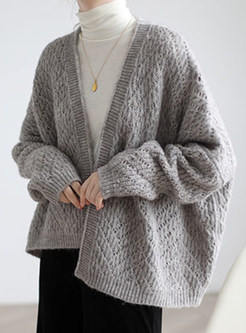 Chunky Knit V-Neck Loose Open Front Knitted For Women
