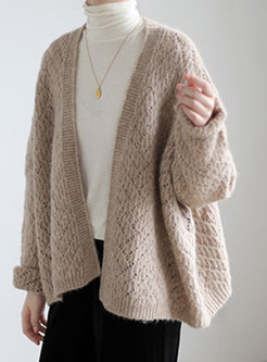 Chunky Knit V-Neck Loose Open Front Knitted For Women