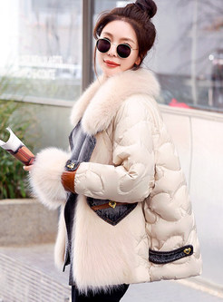 Luxe Fur Collar Splicing Puffer Jackets For Women