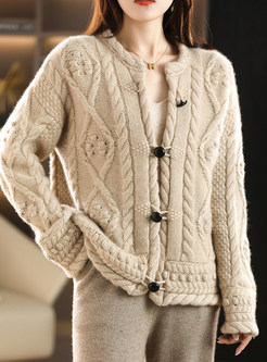 Women's Luxe Thickened Cable Knit Open Front Knitted