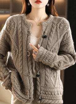 Women's Luxe Thickened Cable Knit Open Front Knitted