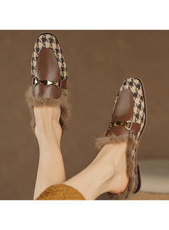 Pretty Houndstooth Thickened Flat Shoes For Women