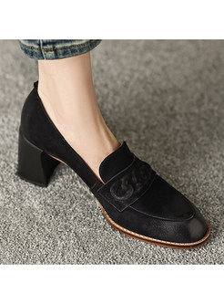 Vintage Round Toe PU Deep-Front Oxford Shoes For Women