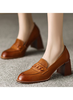 Vintage Round Toe PU Deep-Front Oxford Shoes For Women