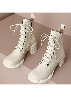 Exclusive Lace-Up Fastening Chunky Heel Womens Boots