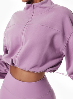 Mockneck Long Sleeve Cropped Sweatshirts For Women