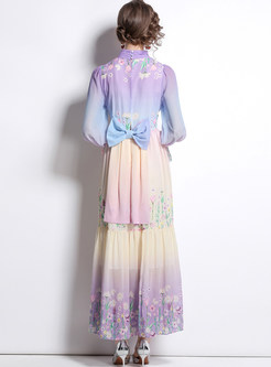 Glamorous Mockneck Floral Print Maxi Dresses