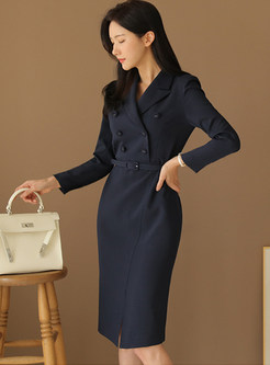 New Look Large Lapels Double-Breasted Office Dresses