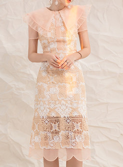 Fitted Lace Large Lapels Transparent Corset Dresses
