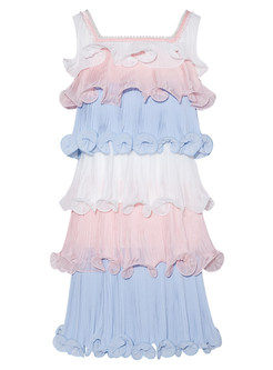 Princess Distored Selvedge Color Contrast Slip Dresses