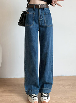 Classic-Fit Boxy High Waisted Baggy Jeans For Women