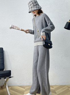 Relaxed Wool Loose Pant Suit Set For Women