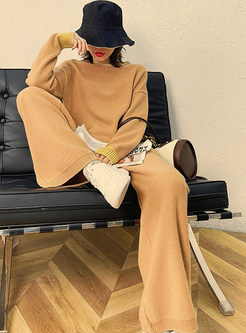 Relaxed Wool Loose Pant Suit Set For Women
