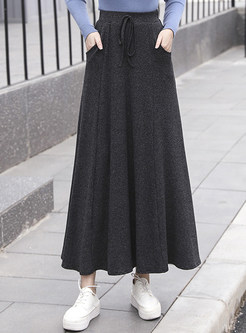 Relaxed Knitting Thick Maxi Skirts For Women