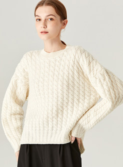 Classic-Fit Crewneck Chunky Knit Sweaters For Women