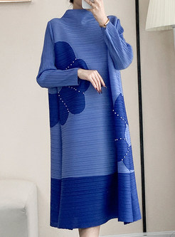 Minimalist Long Sleeve Printed Plus Size Dresses