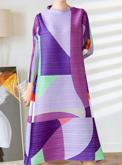 Fashion Contrasting 3/4 Sleeve Plus Size Dresses