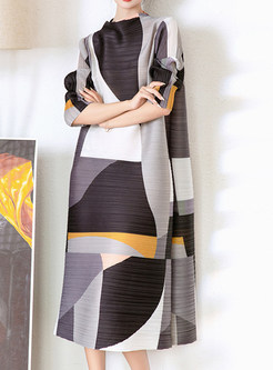 Fashion Contrasting 3/4 Sleeve Plus Size Dresses