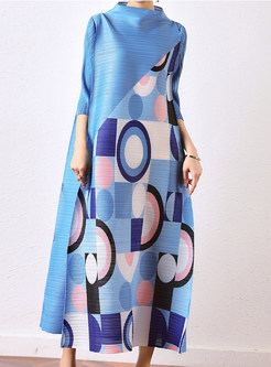 Elegant Colorblock Half Sleeve Plus Size Dresses
