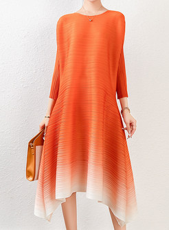 Classic-Fit 3/4 Sleeve Gradient Casual Dresses