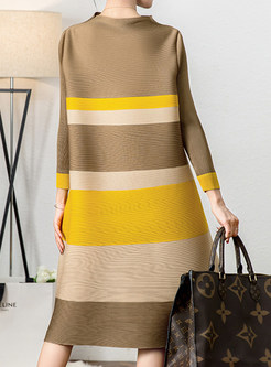 Chicwish Mock Neck Striped Casual Dresses