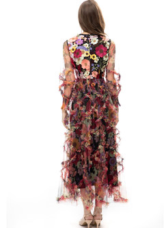 Exclusive Embroidered Transparent Maxi Dresses