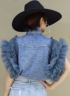 Chicwish Frill Lace-Trimmed Denim Jackets For Women