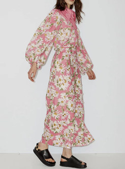 Bohemian Floral Print Loose Pant Suit Set For Women