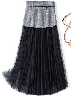 Romance Double-Breasted Mesh Maxi Skirts